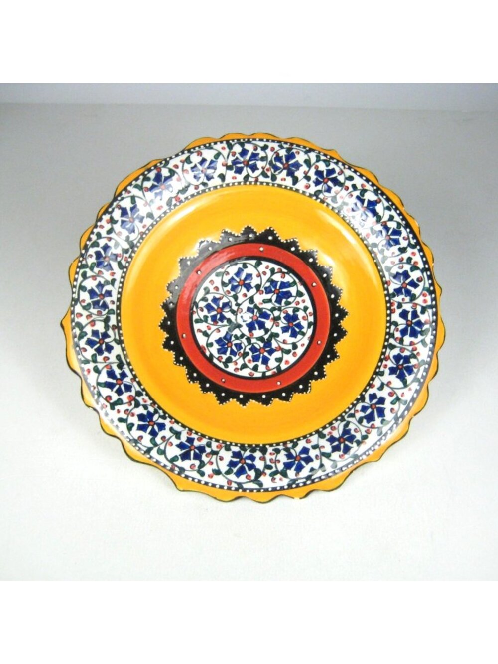 Hand Painted Ceramic Decorative Plate Scalloped Edge Floral Design 7 in AB Pinar